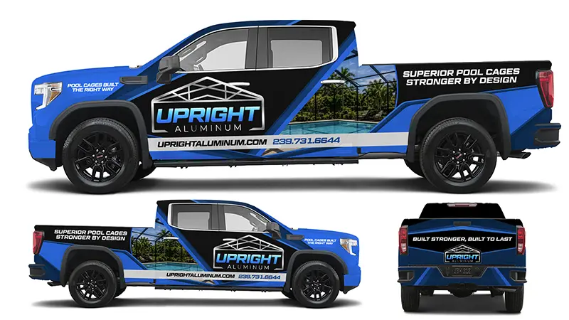 Upright Aluminum custom vehicle wrap design mockup