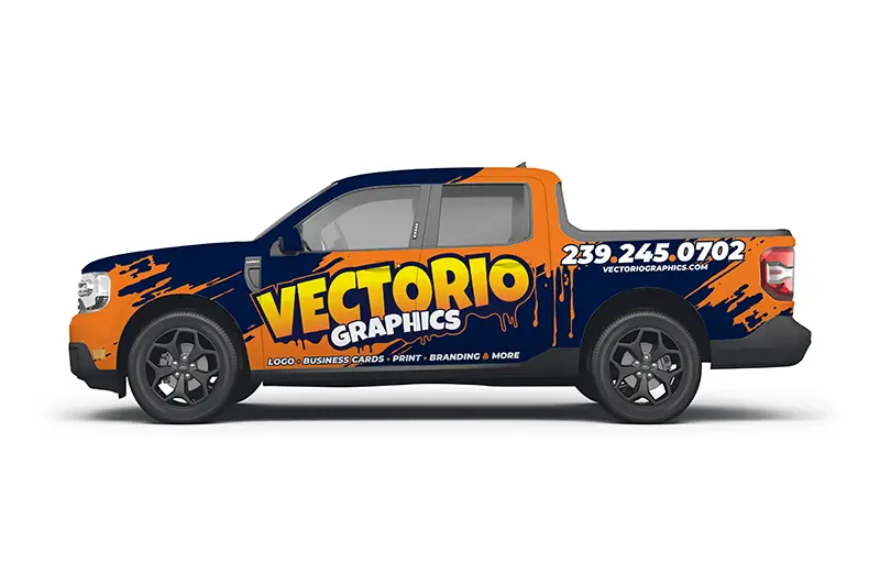 Vectorio Graphics Maverick Wrap Driver_MOCKUP_MOBILE Driver side view of Vectorio Graphics Ford Maverick vehicle wrap design